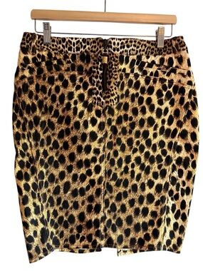 Just Cavalli leopard print stretch denim mini skirt size 42 excellent condition